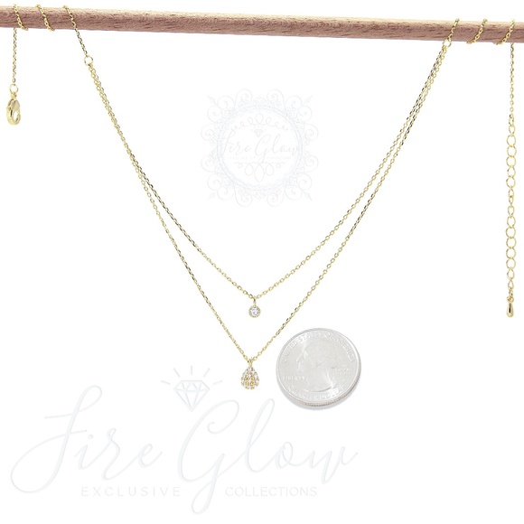 Rhodium Dipped Two Tiered Layered Charm Necklace - Picture 4 of 16